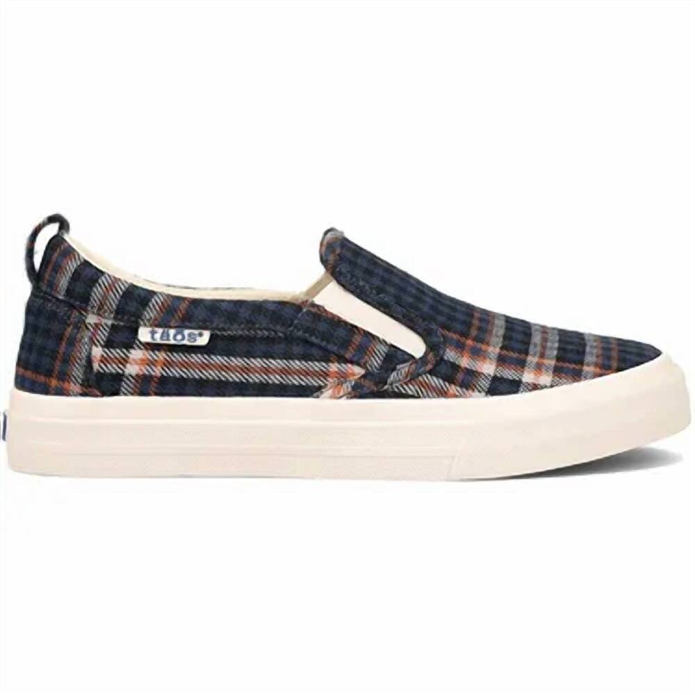 NEW TAOS women's rubber soul canvas sneaker in blue plaid